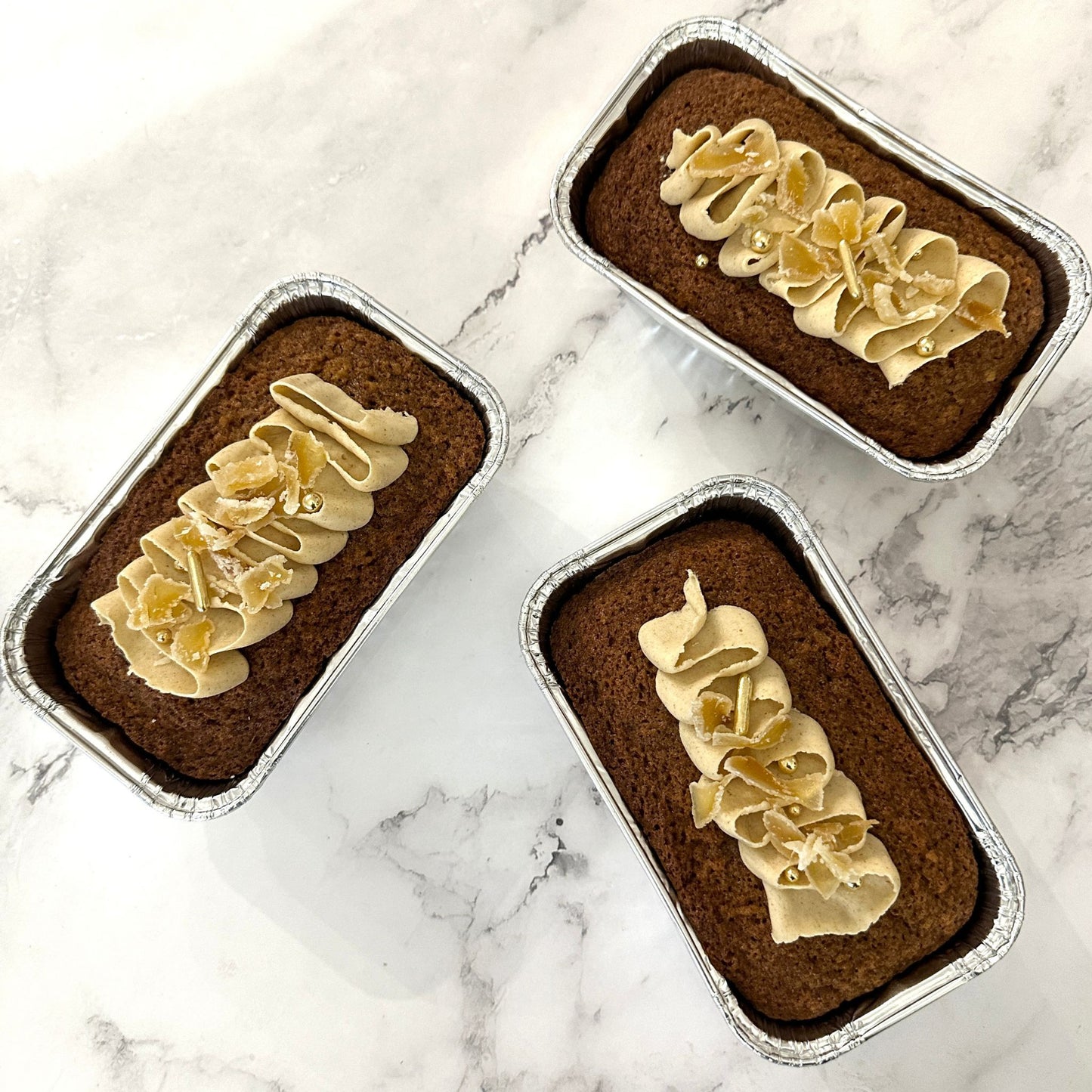 Small jamaican ginger cake with a maple ginger buttercream